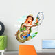 Fisherman and fish. Eps10 vector illustration. Isolated on Wall Decal