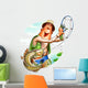 Fisherman and fish. Eps10 vector illustration. Isolated on Wall Decal