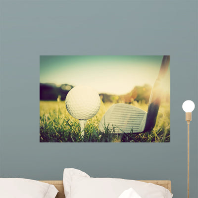 Playing Golf Ball Tee Wall Mural shown on a wall