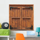 External side of a wooden window with shutters closed isolated 