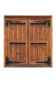 External side of a wooden window with shutters closed isolated 