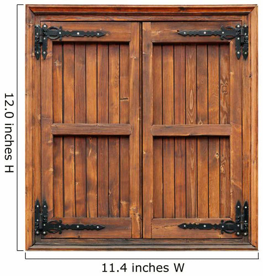 External side of a wooden window with shutters closed isolated 