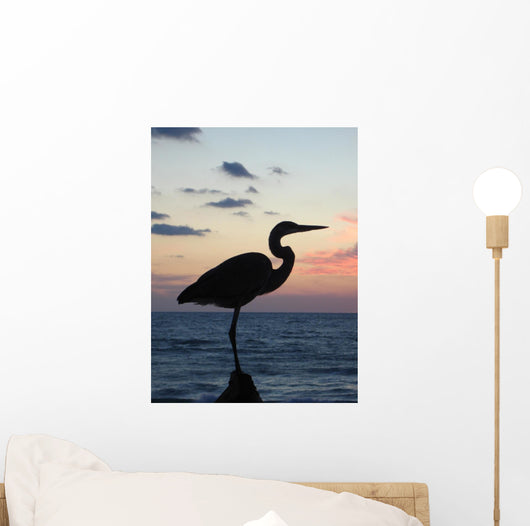 Dawn Perching Heron Wall Mural