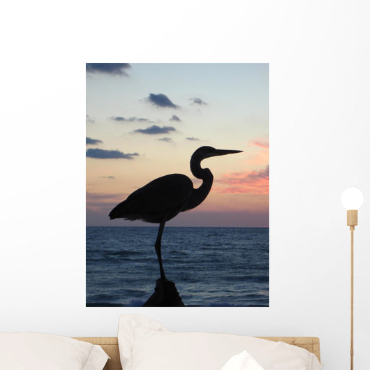 Dawn Perching Heron Wall Mural