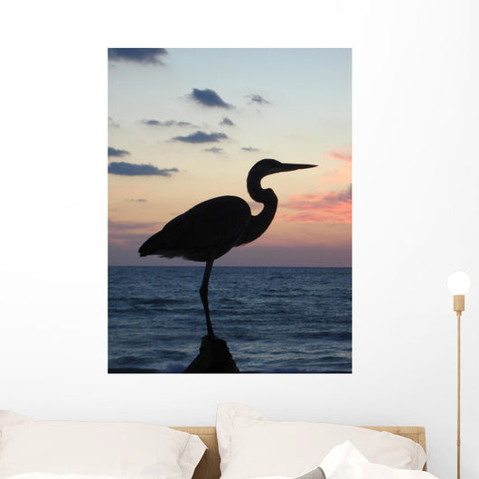Dawn Perching Heron Wall Mural