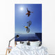 Cyclist Going Off Jump Into Water Wall Mural