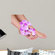 Pedicure with pink orchid flowers isolated Wall Decal