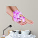 Pedicure with pink orchid flowers isolated Wall Decal