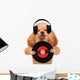 Music Headphone Vinyl Record Dog Wall Decal