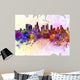 Los Angeles skyline in watercolor background 