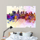 Los Angeles skyline in watercolor background 