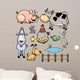 Vector Illustration of Farm Animals cartoon Wall Decal