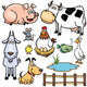 Vector Illustration of Farm Animals cartoon Wall Decal