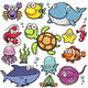 Vector illustration of Sea Animals Collection 