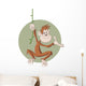 Funny cartoon happy brown monkey Wall Decal