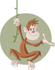 Funny cartoon happy brown monkey Wall Decal