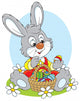 Easter Bunny with a basket of painted eggs Wall Decal