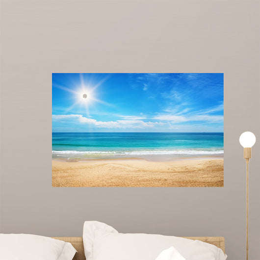 seascape and sun on blue sky background 