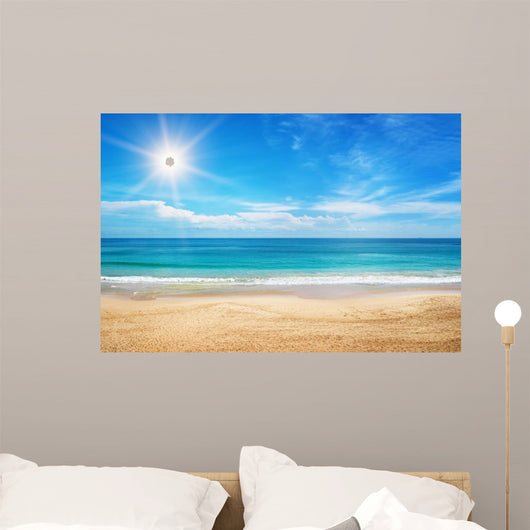 seascape and sun on blue sky background 