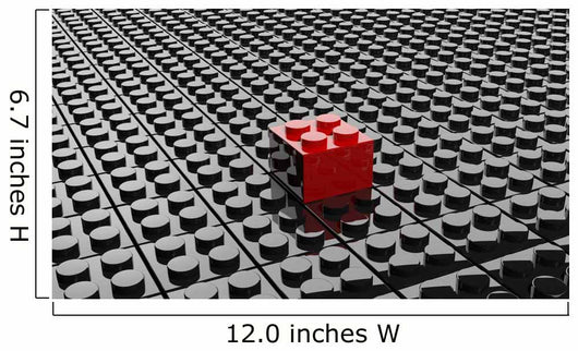 Black lego background with one red block standing out 