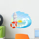 icon with lighthouse and wave Wall Mural