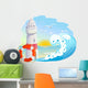 icon with lighthouse and wave Wall Mural