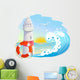 icon with lighthouse and wave Wall Mural