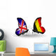 Two Butterflies with Flags Uk and Belgium Wall Decal