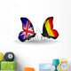 Two Butterflies with Flags Uk and Belgium Wall Decal