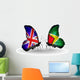 Two Butterflies with Flags Uk and Guyana Wall Decal