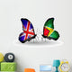 Two Butterflies with Flags Uk and Guyana Wall Decal