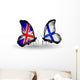 Two Butterflies with Flags  Uk and Finland 