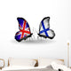 Two Butterflies with Flags  Uk and Finland 