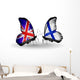 Two Butterflies with Flags  Uk and Finland 