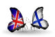 Two Butterflies with Flags  Uk and Finland 