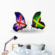 Two Butterflies with Flags Uk and Jamaica Wall Decal