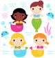 Adorable Little Mermaid Set Wall Decal Sticker Set
