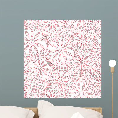 Floral Seamless Pattern with Wall Decal Design 2 shown on a wall