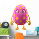 3D Easter Character, Cartoon, Amusing Egg Isolated on White 