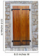 Large wooden shutters in a stone wall 