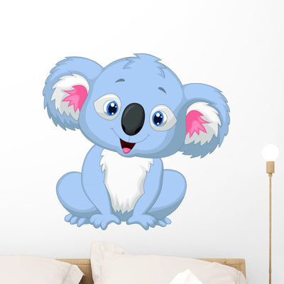 Cute Koala Cartoon Wall Decal shown on a wall