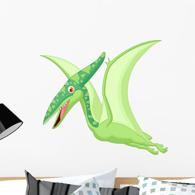 Cartoon Dinosaur Pterosaurs Wall Decal shown on a wall