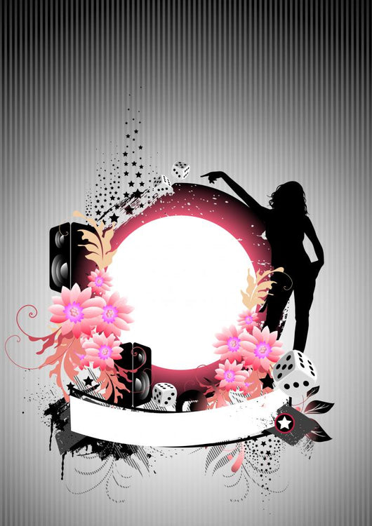 Floral vector background with speakers and flowers. Wall Mural