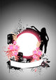 Floral vector background with speakers and flowers. Wall Mural