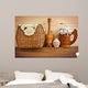 Wicker and wooden utensils in folk style 
