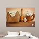 Wicker and wooden utensils in folk style 