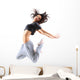 pretty modern slim hip-hop style teenage girl jumping dancing 
