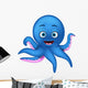 Cute Blue Octopus Cartoon Wall Decal