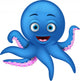 Cute Blue Octopus Cartoon Wall Decal