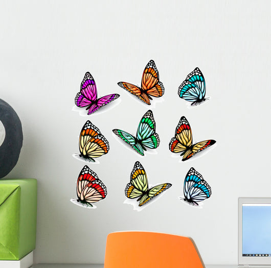 Set of realistic colorful vector butterflies. Wall Decal